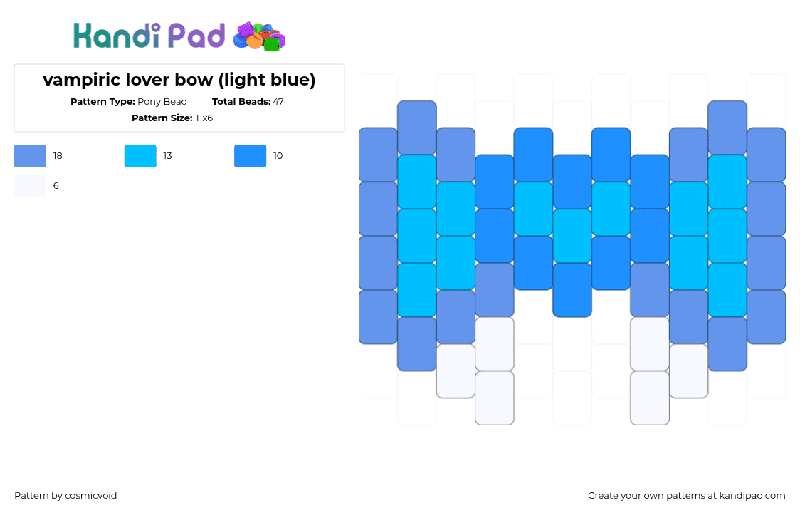 vampiric lover bow (light blue) - Pony Bead Pattern by cosmicvoid on Kandi Pad - light blue