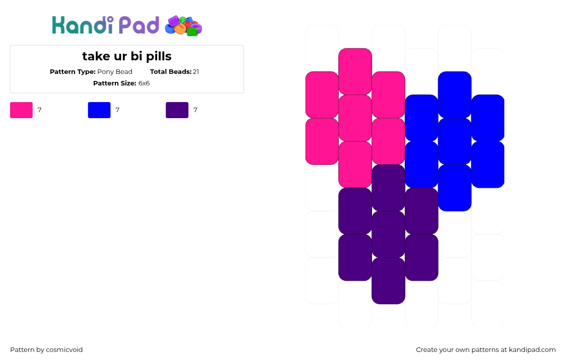 take ur bi pills - Pony Bead Pattern by cosmicvoid on Kandi Pad - 