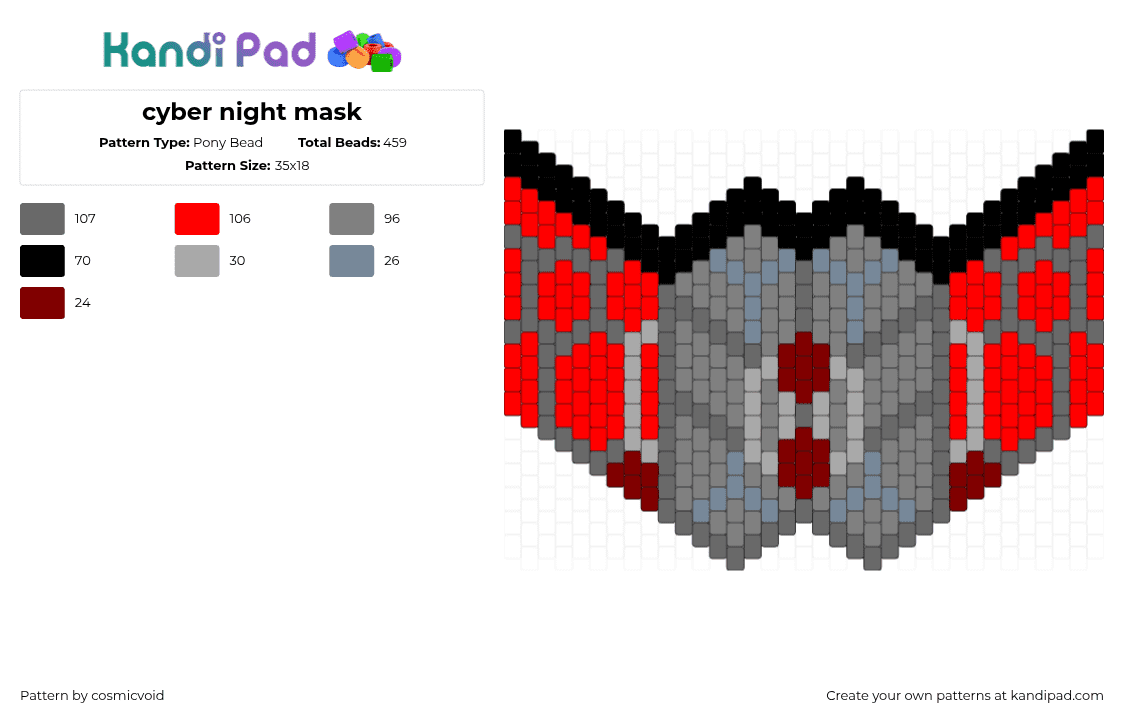 cyber night mask - Pony Bead Pattern by cosmicvoid on Kandi Pad - 