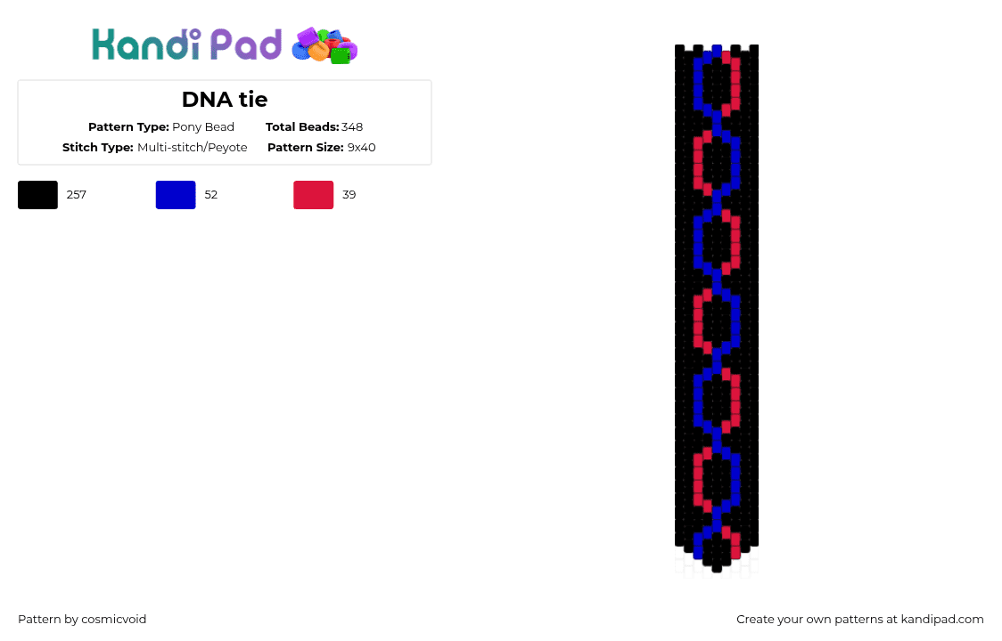 DNA tie - Pony Bead Pattern by cosmicvoid on Kandi Pad - dna,tie,necktie,clothing,black,purple,red