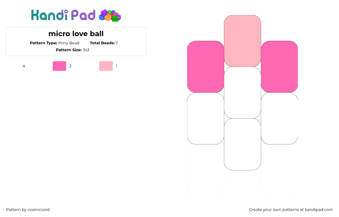 micro love ball - Pony Bead Pattern by cosmicvoid on Kandi Pad - pink,white