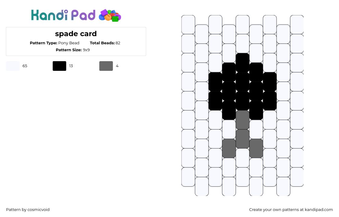 spade card - Pony Bead Pattern by cosmicvoid on Kandi Pad - card,spades,gaming,black,white