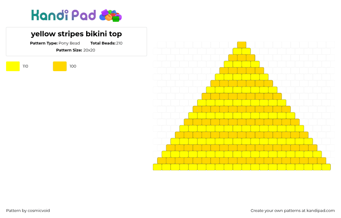 yellow stripes bikini top - Pony Bead Pattern by cosmicvoid on Kandi Pad - 