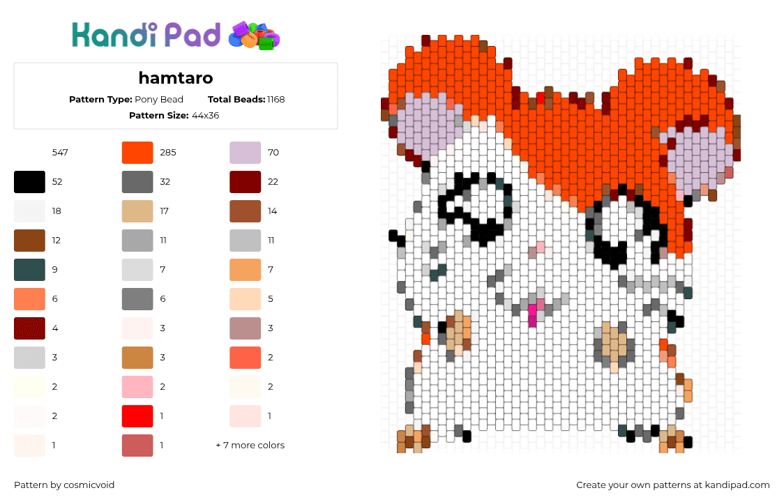 hamtaro - Pony Bead Pattern by cosmicvoid on Kandi Pad - 