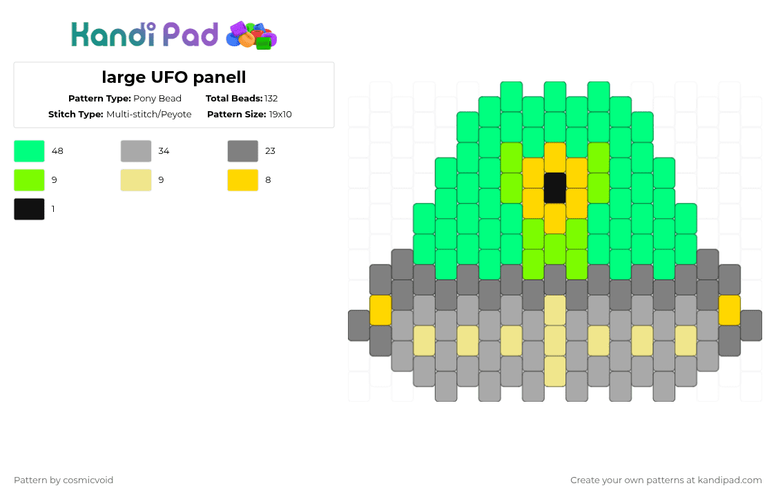 large UFO panell - Pony Bead Pattern by cosmicvoid on Kandi Pad - teal,beige,cotdotherplanets