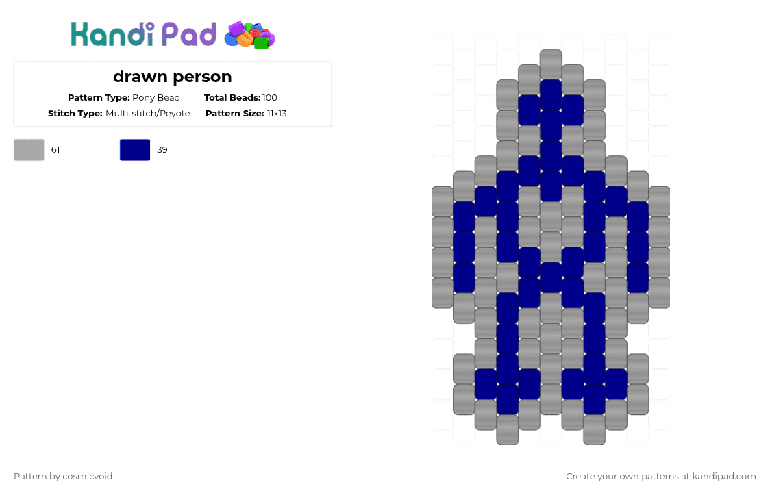 drawn person - Pony Bead Pattern by cosmicvoid on Kandi Pad - purple,beige