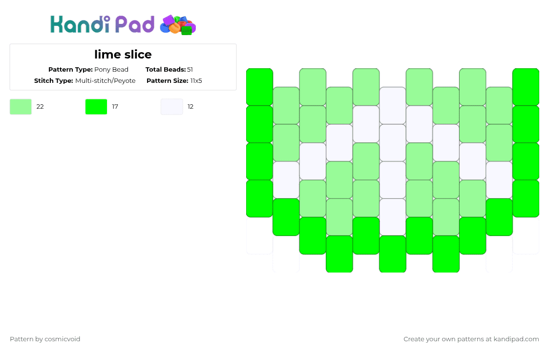lime slice - Pony Bead Pattern by cosmicvoid on Kandi Pad - green,teal
