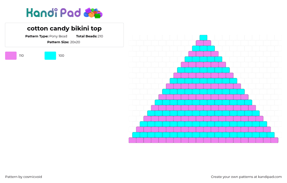 cotton candy bikini top - Pony Bead Pattern by cosmicvoid on Kandi Pad - 