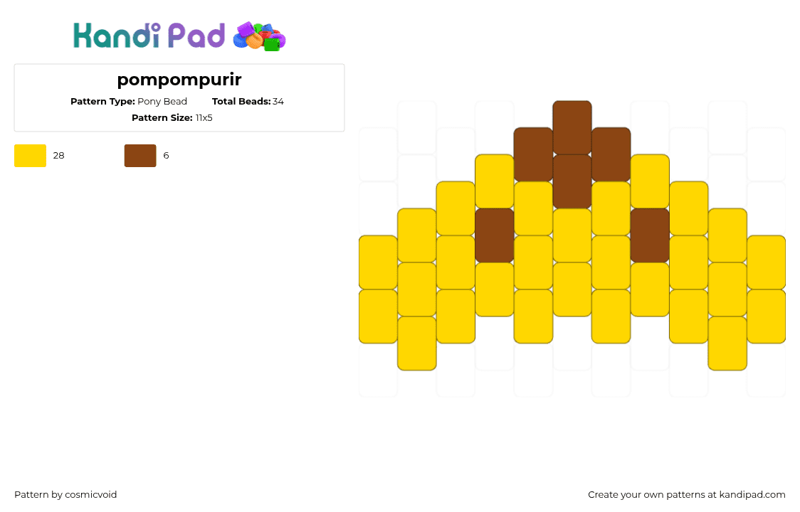 pompompurir - Pony Bead Pattern by cosmicvoid on Kandi Pad - pompompurin,sanrio,character,charm,yellow