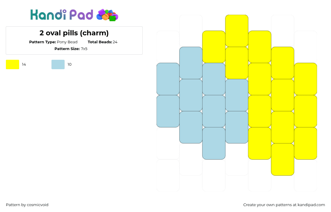 2 oval pills (charm) - Pony Bead Pattern by cosmicvoid on Kandi Pad - pills