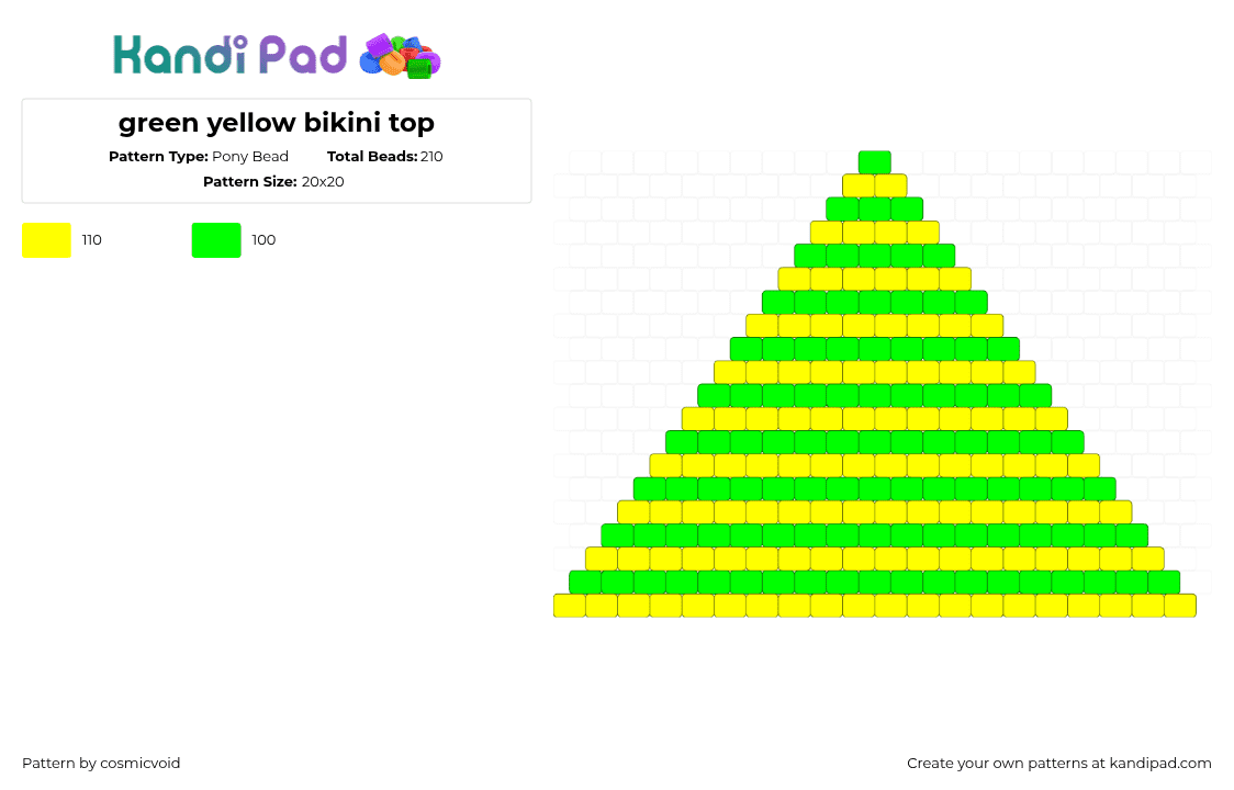 green yellow bikini top - Pony Bead Pattern by cosmicvoid on Kandi Pad - 