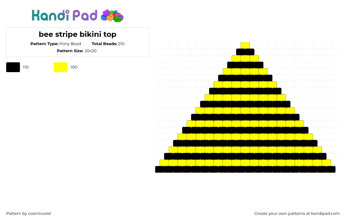 bee stripe bikini top - Pony Bead Pattern by cosmicvoid on Kandi Pad - 