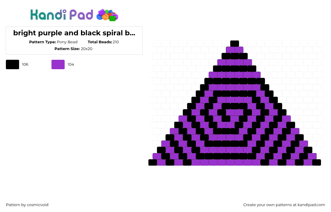 bright purple and black spiral bikini top - Pony Bead Pattern by cosmicvoid on Kandi Pad - 