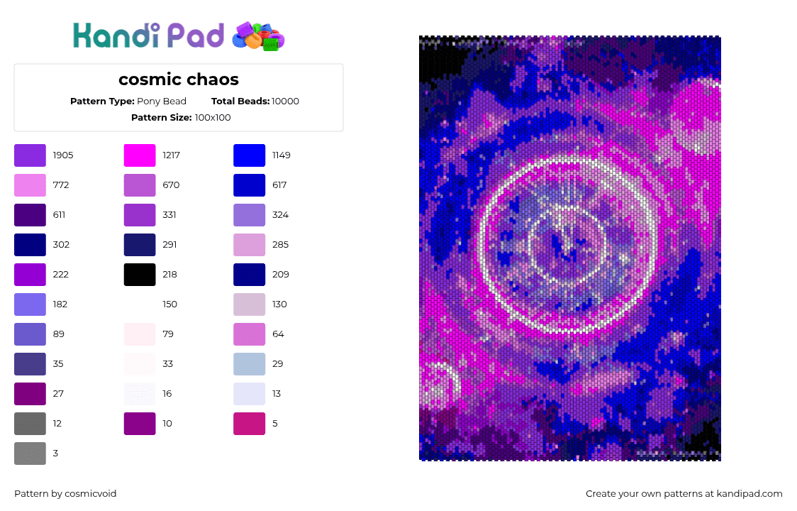 cosmic chaos (keep an eye on time) - Pony Bead Pattern by cosmicvoid on Kandi Pad - 