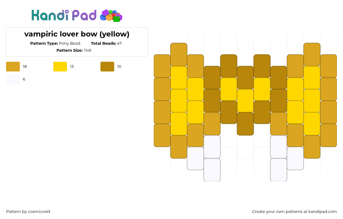 vampiric lover bow (yellow) - Pony Bead Pattern by cosmicvoid on Kandi Pad - orange