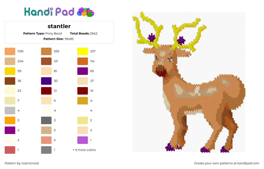 stantler - Pony Bead Pattern by cosmicvoid on Kandi Pad - 