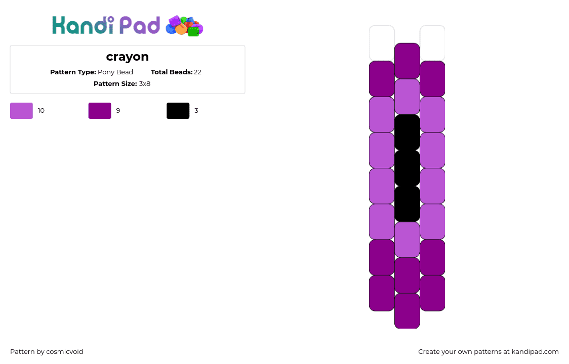 crayon - Pony Bead Pattern by cosmicvoid on Kandi Pad - crayon,simple,art,purple