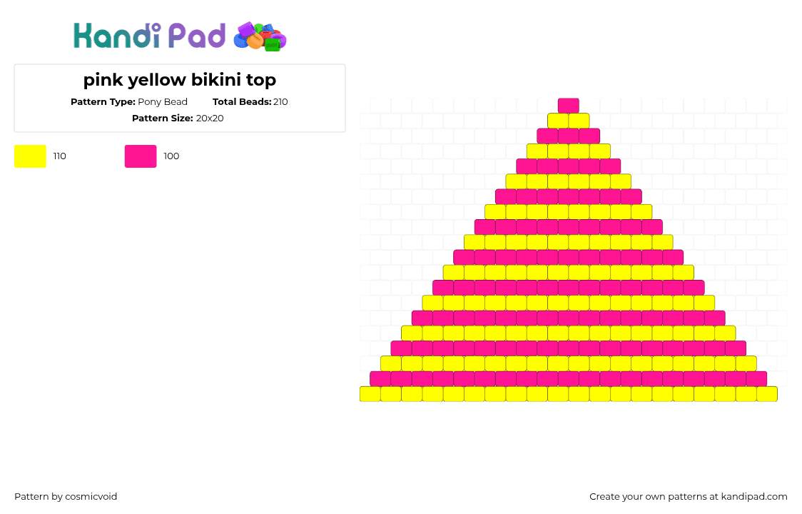 pink yellow bikini top - Pony Bead Pattern by cosmicvoid on Kandi Pad - 