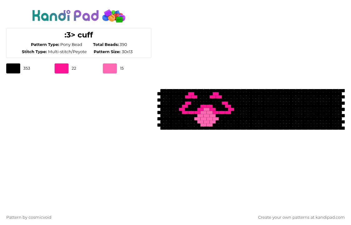 :3> cuff - Pony Bead Pattern by cosmicvoid on Kandi Pad - black