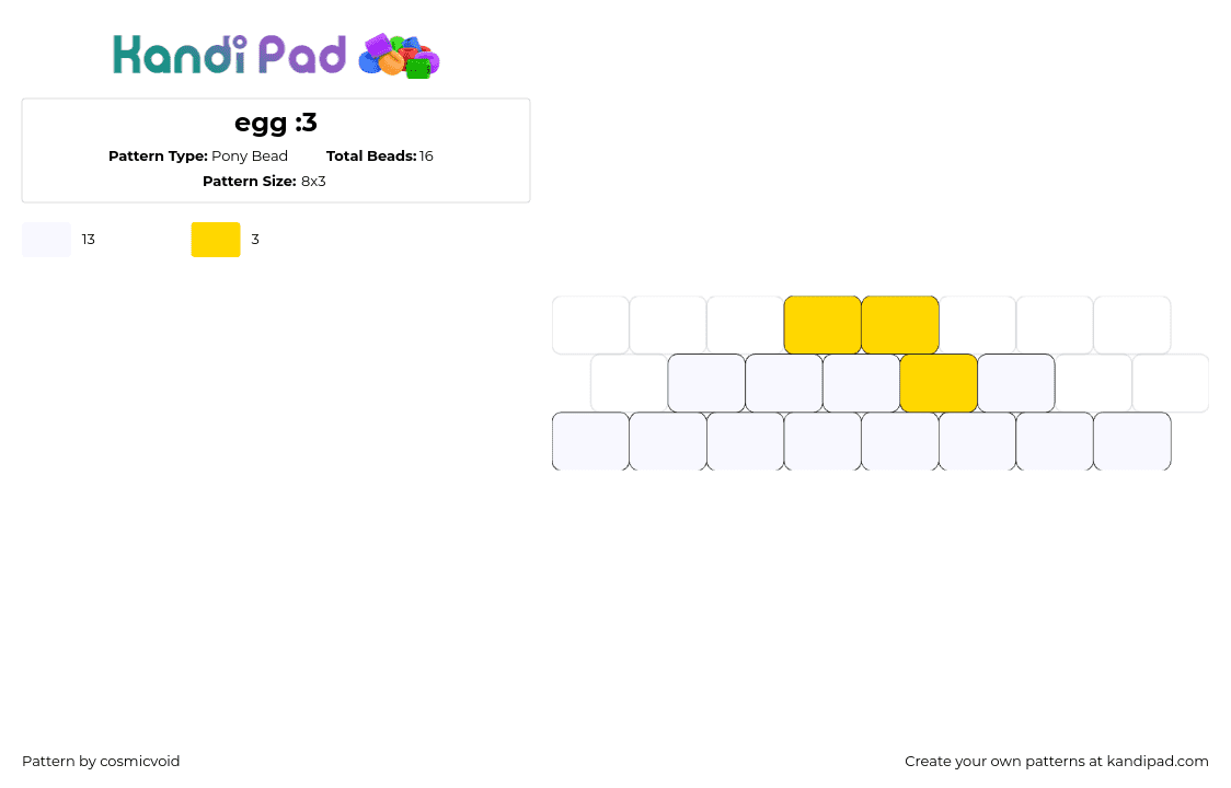 egg :3 - Pony Bead Pattern by cosmicvoid on Kandi Pad - egg,overeasy,breakfast,charm,simple,food,white,yellow