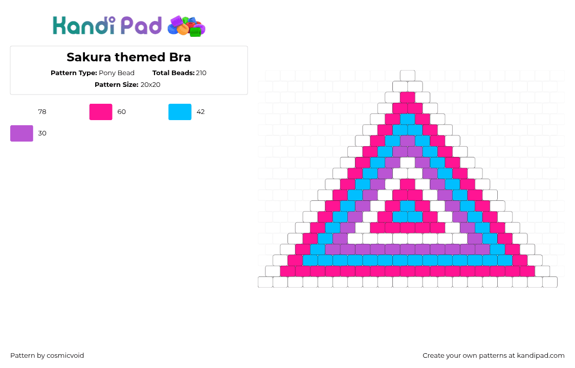 Sakura themed bikini top - Pony Bead Pattern by cosmicvoid on Kandi Pad - 