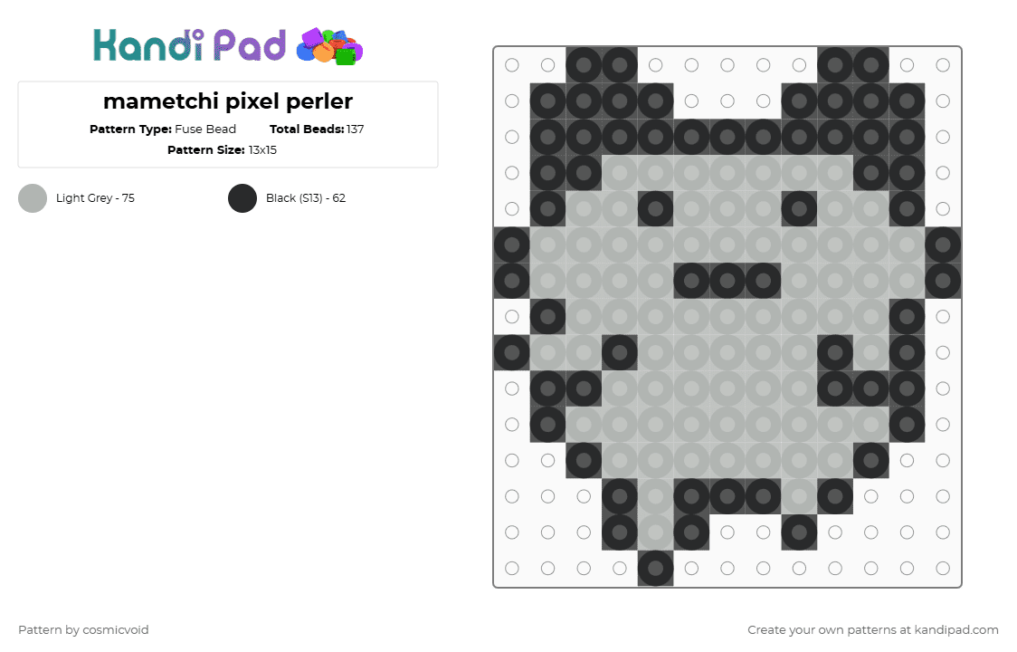 mametchi pixel perler - Fuse Bead Pattern by cosmicvoid on Kandi Pad - black,beige,tama,tamagotchi,tama universe,tamagotchi universe,tama character,tamagotchi character,simple,small