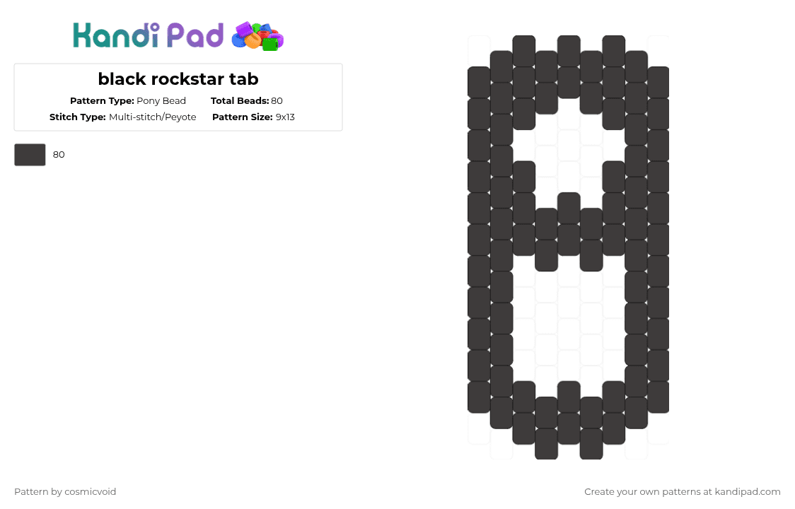 black rockstar tab - Pony Bead Pattern by cosmicvoid on Kandi Pad - 