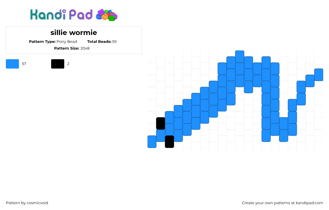 sillie wormie - Pony Bead Pattern by cosmicvoid on Kandi Pad - squirmle,worm,simple,charm,blue