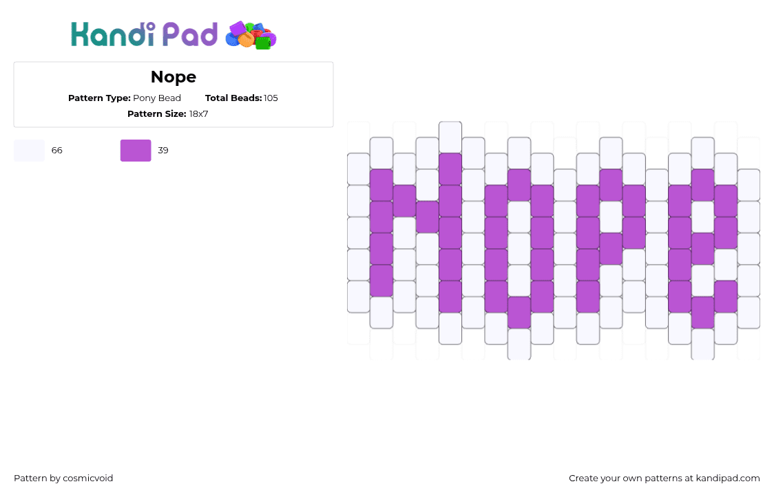 Nope - Pony Bead Pattern by cosmicvoid on Kandi Pad - nope,text,charm,purple,white