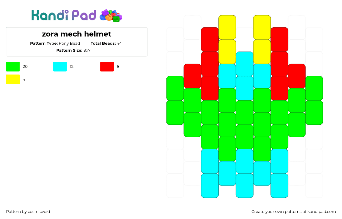 zora mech helmet - Pony Bead Pattern by cosmicvoid on Kandi Pad - 