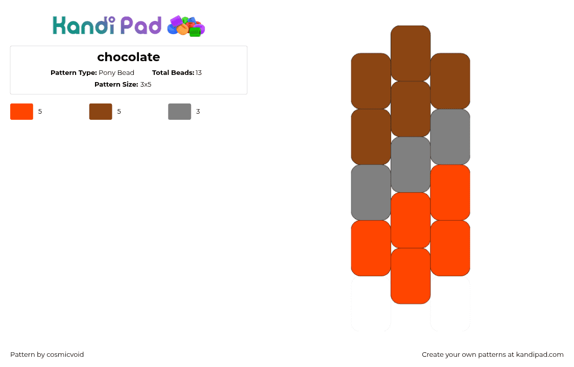 chocolate - Pony Bead Pattern by cosmicvoid on Kandi Pad - chocolate,candy,dessert,sweet,simple,charm,brown,orange