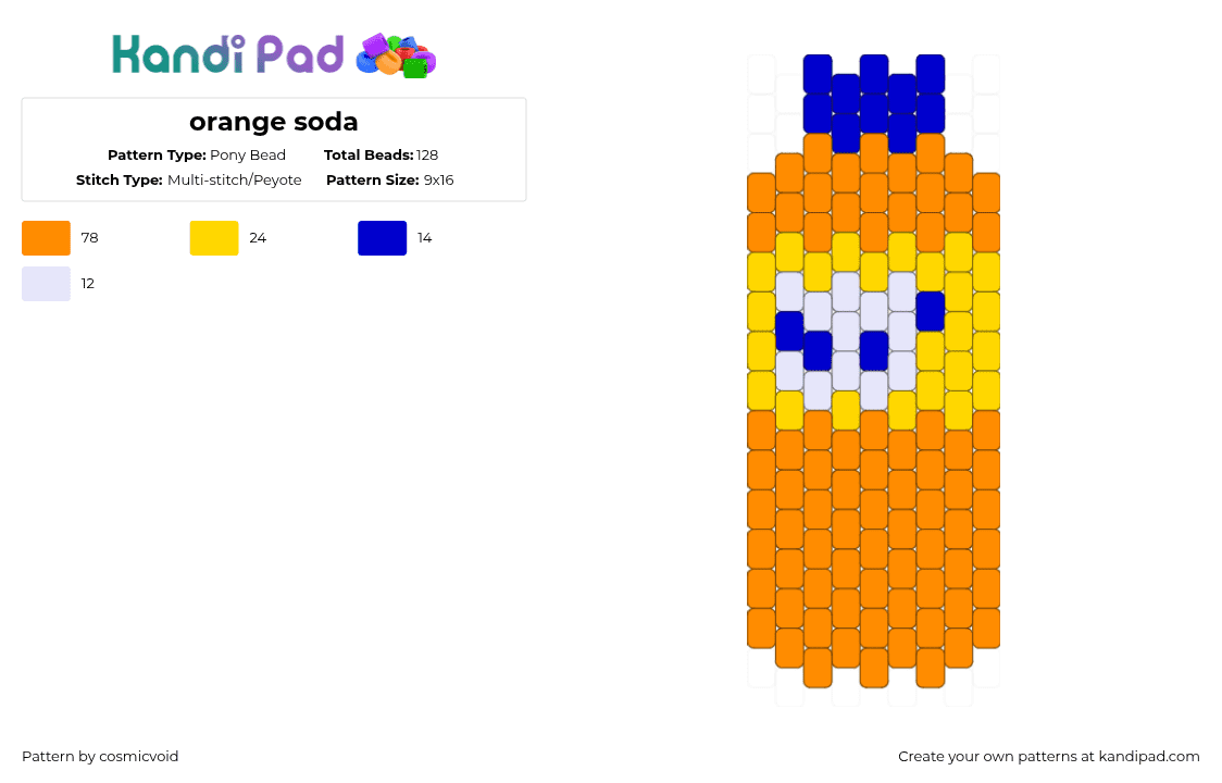 orange soda - Pony Bead Pattern by cosmicvoid on Kandi Pad - orange