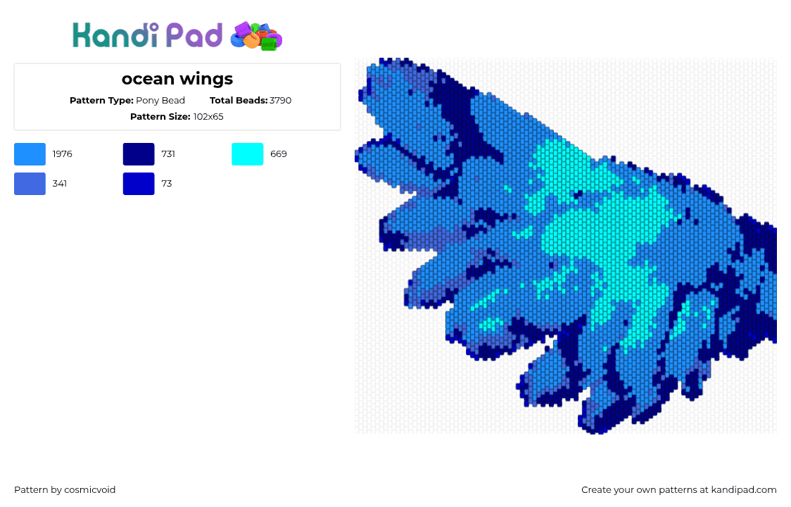 ocean wings - Pony Bead Pattern by cosmicvoid on Kandi Pad - 