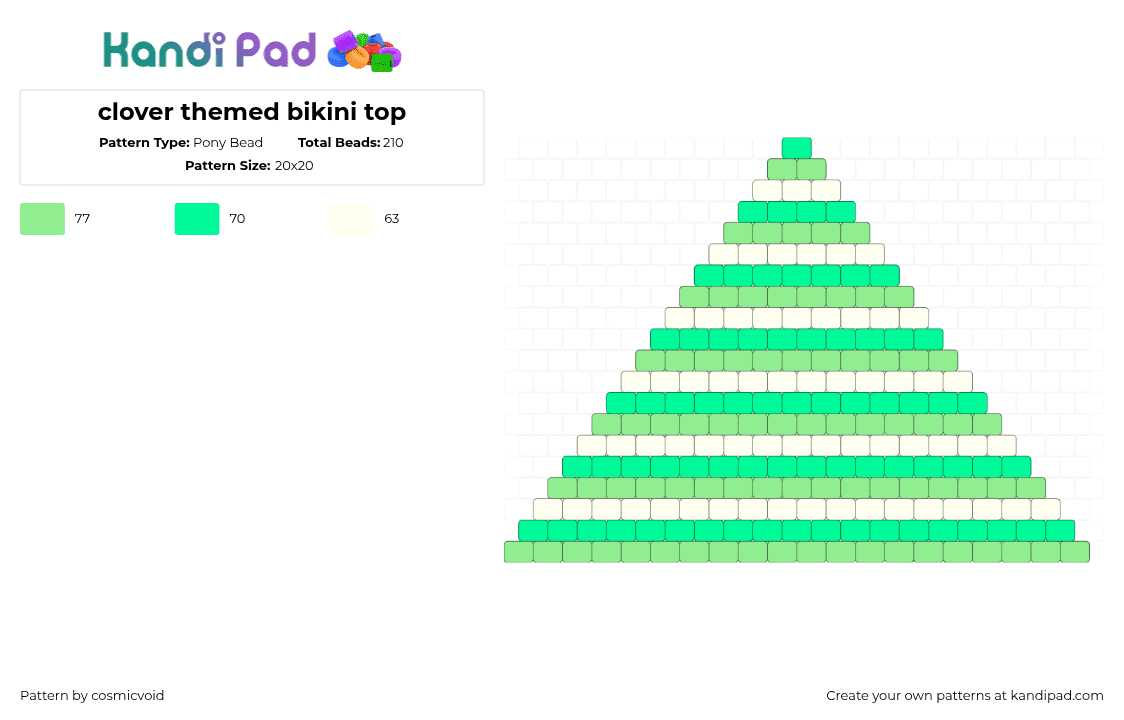 clover themed bikini top - Pony Bead Pattern by cosmicvoid on Kandi Pad - stripes,bikini,bra,horizontal,clothing,green