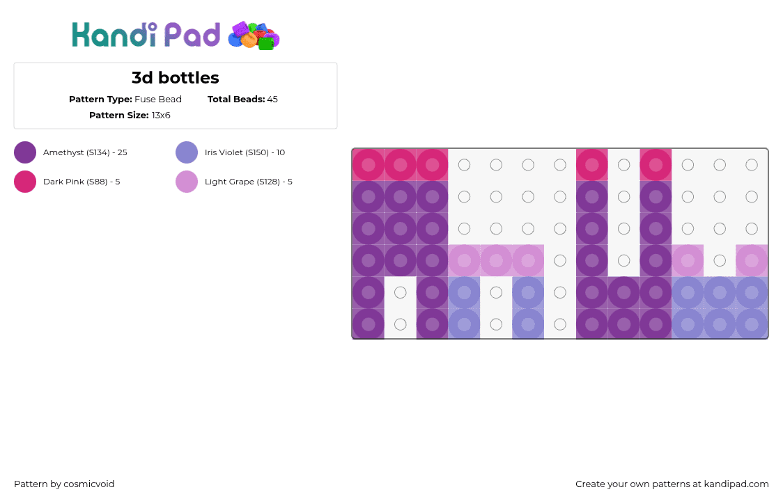 3d bottles - Fuse Bead Pattern by cosmicvoid on Kandi Pad - 