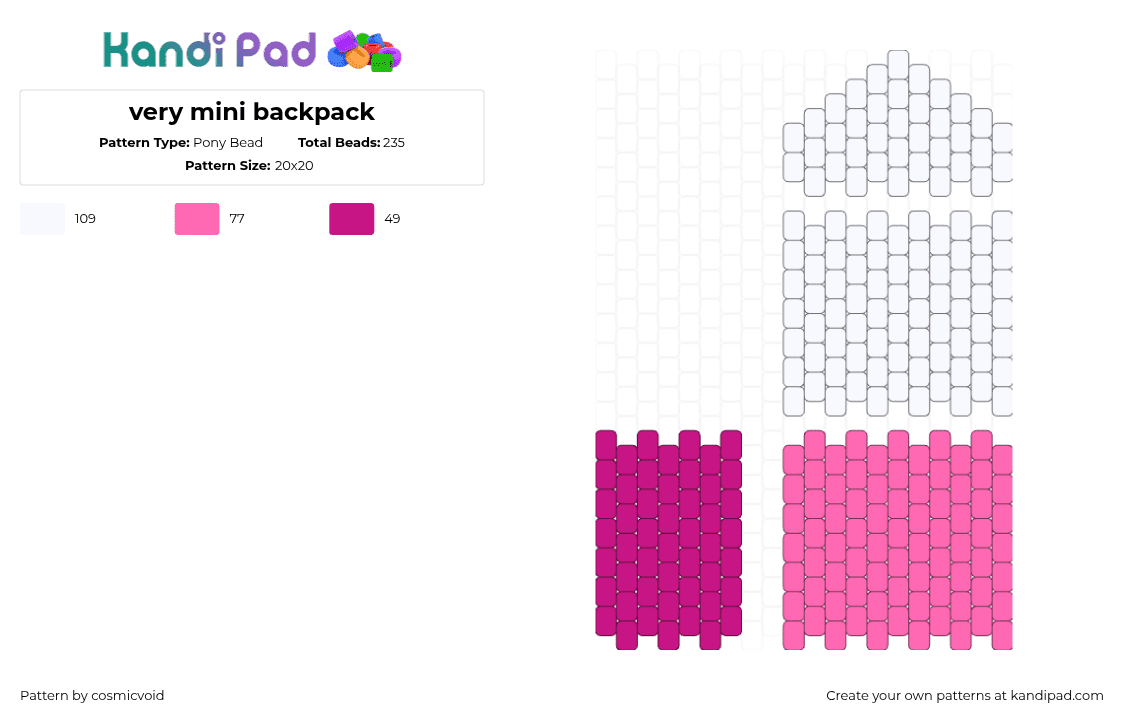 very mini backpack - Pony Bead Pattern by cosmicvoid on Kandi Pad - 