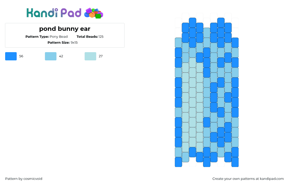 pond bunny ear - Pony Bead Pattern by cosmicvoid on Kandi Pad - light blue