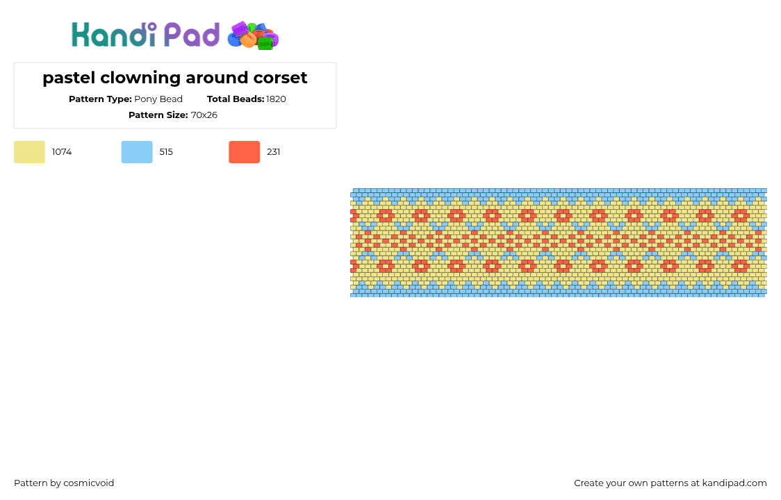 pastel clowning around corset - Pony Bead Pattern by cosmicvoid on Kandi Pad - yellow