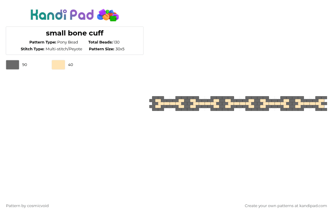 small bone cuff - Pony Bead Pattern by cosmicvoid on Kandi Pad - beige,gray