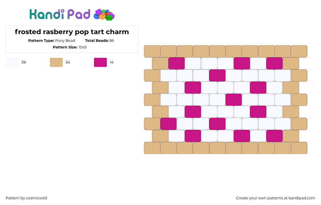 frosted rasberry pop tart charm - Pony Bead Pattern by cosmicvoid on Kandi Pad - beige,pink