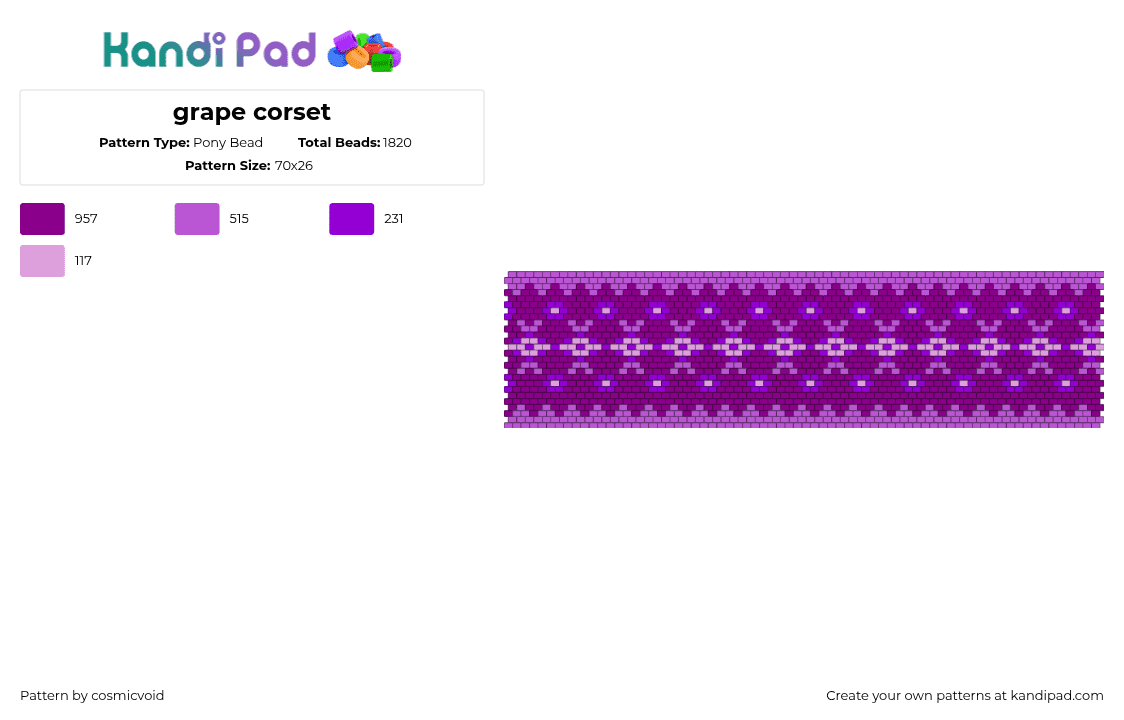 grape corset - Pony Bead Pattern by cosmicvoid on Kandi Pad - pink