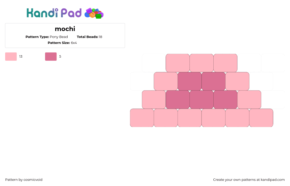 mochi - Pony Bead Pattern by cosmicvoid on Kandi Pad - mochi,ice cream,dessert,food,simple,charm,pink