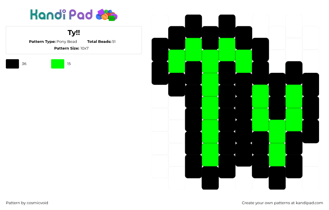 Ty!! - Pony Bead Pattern by cosmicvoid on Kandi Pad - 