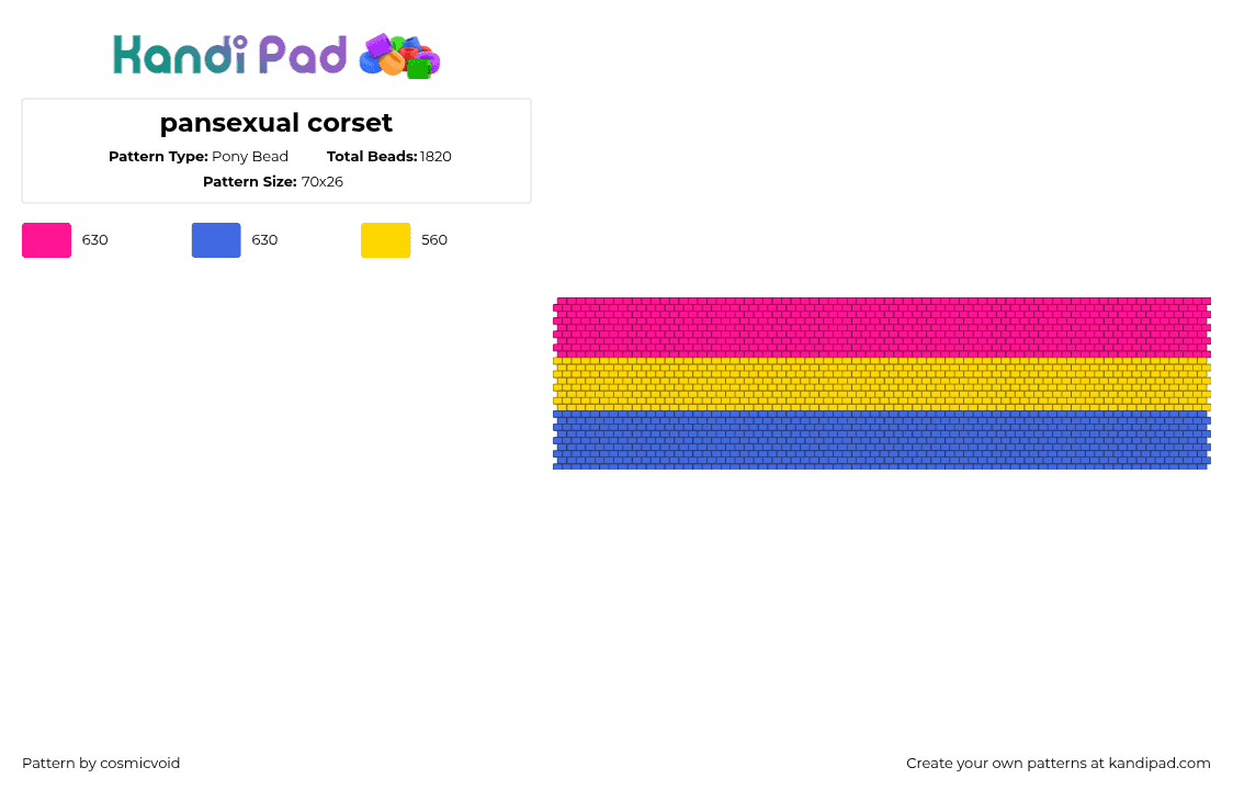 pansexual corset - Pony Bead Pattern by cosmicvoid on Kandi Pad - pink,blue