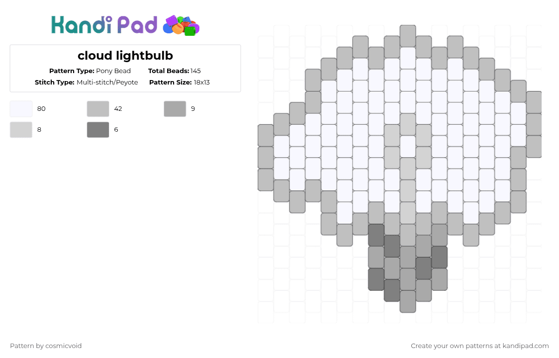 cloud lightbulb - Pony Bead Pattern by cosmicvoid on Kandi Pad - white,beige
