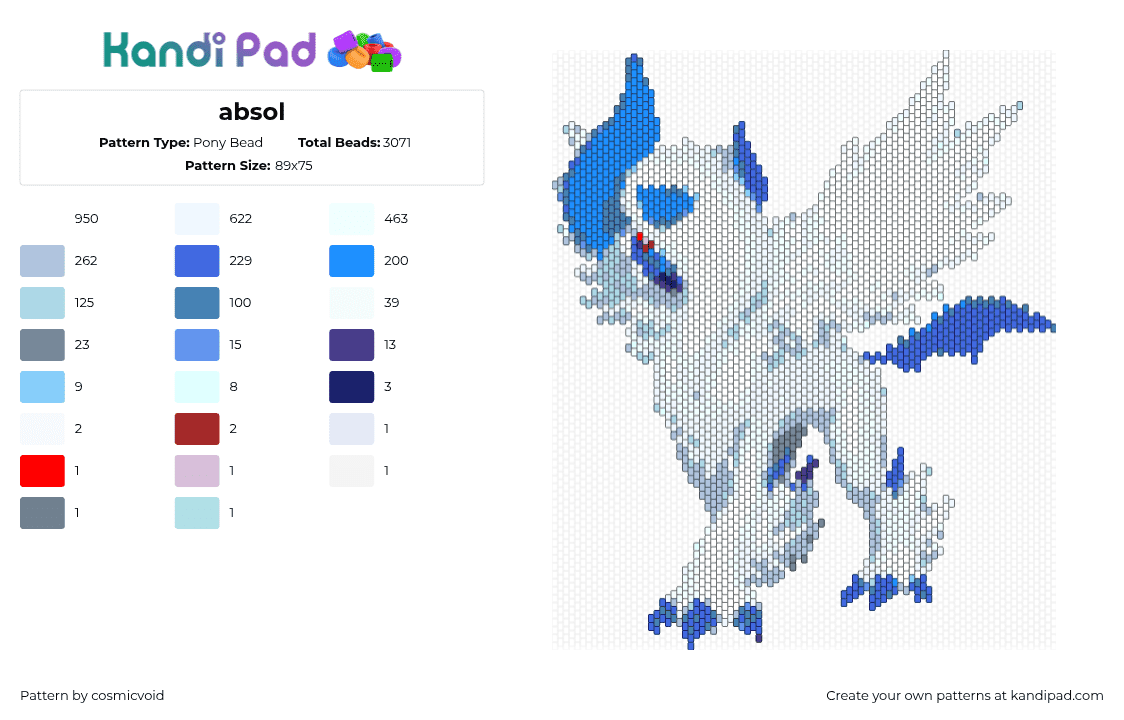 absol - Pony Bead Pattern by cosmicvoid on Kandi Pad - 