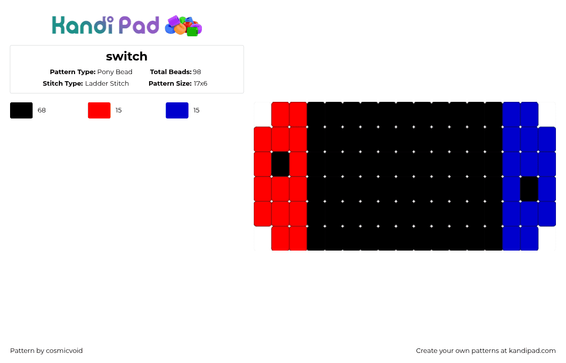 switch - Pony Bead Pattern by cosmicvoid on Kandi Pad - black,red,purple