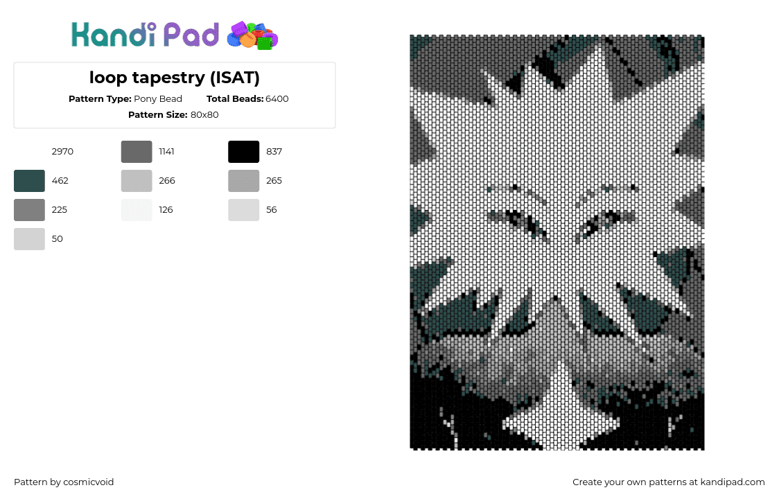 loop tapestry (ISAT) - Pony Bead Pattern by cosmicvoid on Kandi Pad - loop,isat,in stars and time,panel,tapestry,video game,grayscale