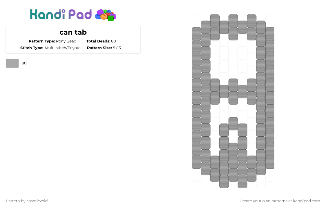 can tab - Pony Bead Pattern by cosmicvoid on Kandi Pad - beige
