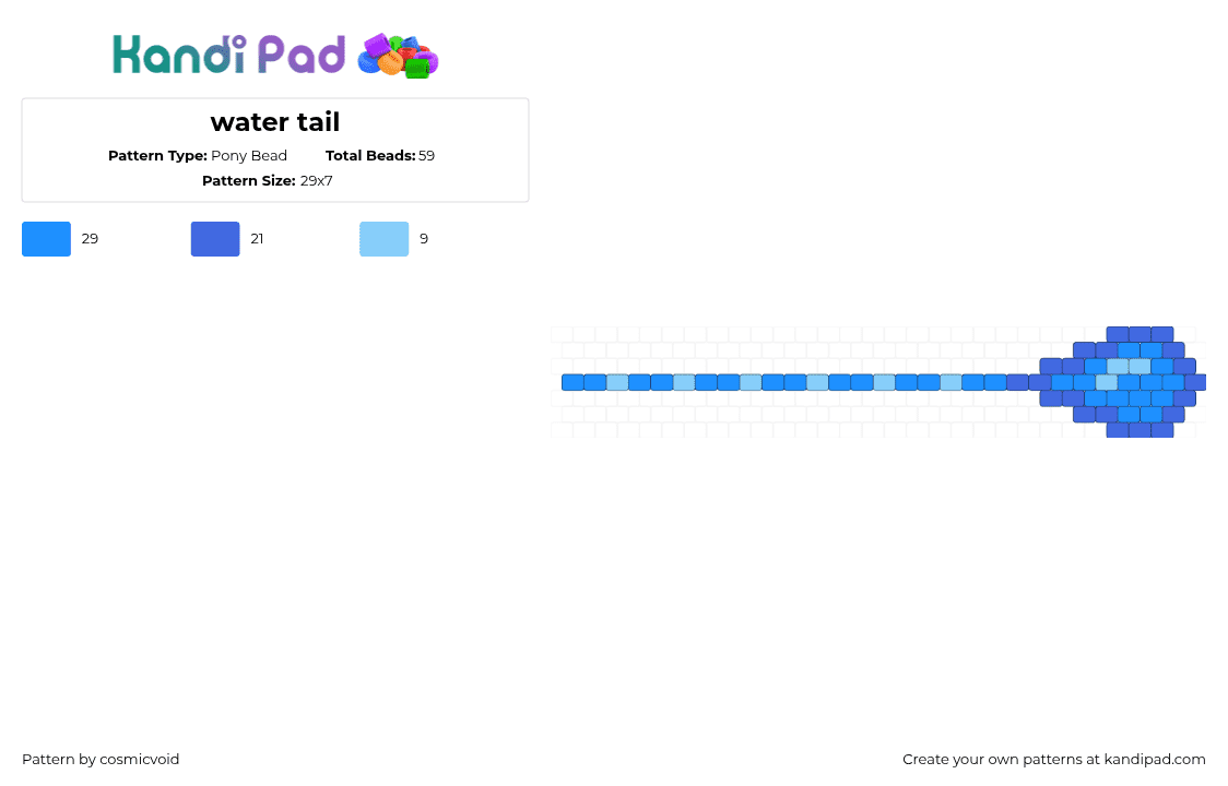 water tail - Pony Bead Pattern by cosmicvoid on Kandi Pad - tail,water,droplet,blue